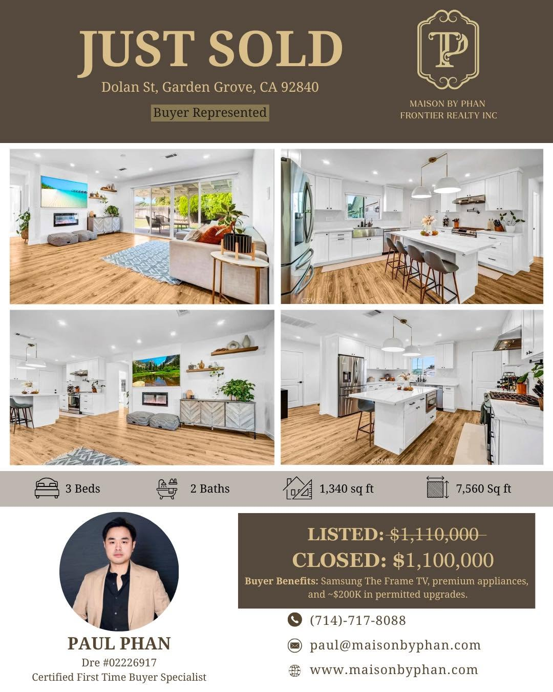 Just Sold — 11441 Dolan St, Garden Grove, CA 92840 · Buyer represented by Paul Phan