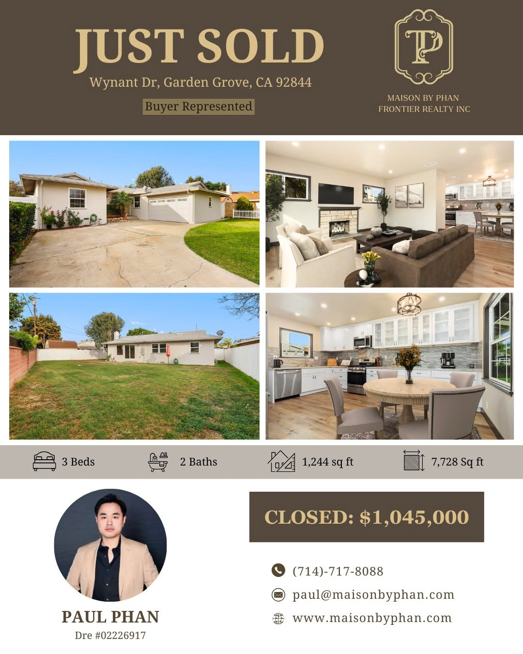 Just Sold — 13401 Wynant Dr, Garden Grove, CA 92844 · Buyer represented by Paul Phan