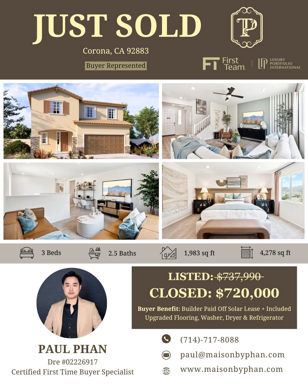 Just Sold — 26199 Gentry Ave, Corona, CA 92883 · Buyer represented by Paul Phan